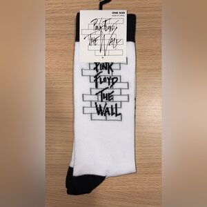 Pink Floyd 'The Wall' White & Black Crew Socks - Branded Music Logo